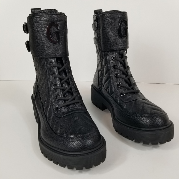 GUESS Oak Quilted Combat Logo Boots - Picture 8 of 12